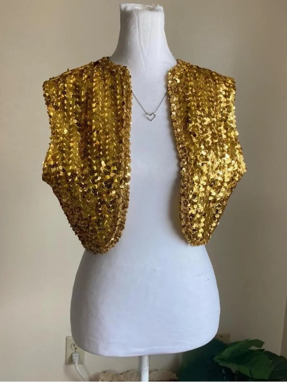 Vintage Cropped Gold Sequin Vest